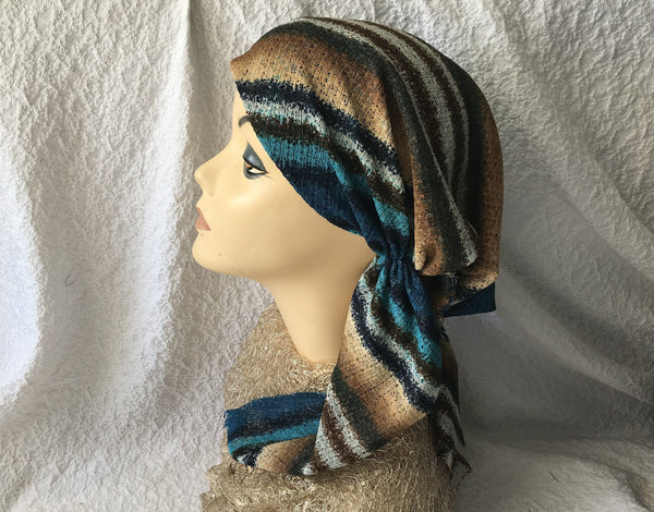 Stunning Boho Hipster Style Pre Tied Headscarf Turban Hijab Tichel Hair Wrap - Uptown Girl Headwear