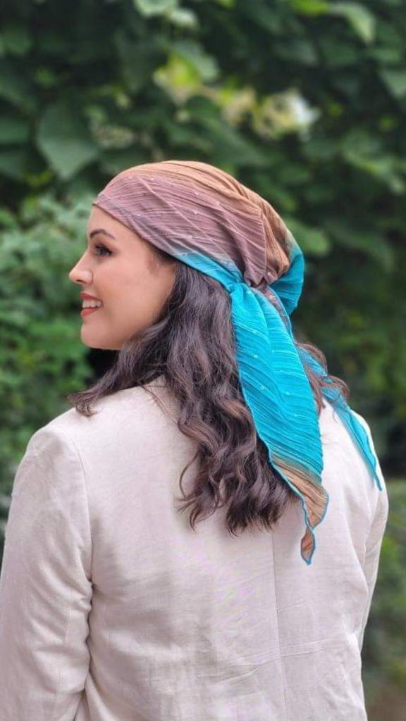 Headcovering Brown Turquoise Easy Slip On Style Sequined Pre Tied Stunning  Head Scarf Hijab Head Wrap For Women