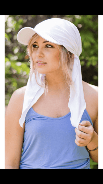 White Sun Visor Lycra Pre Tied Scarf Durag Hijab - Uptown Girl Headwear