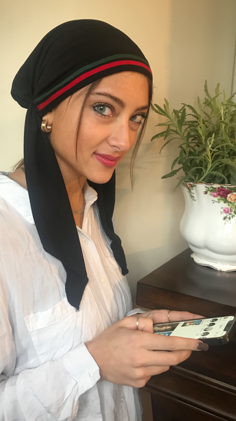 Chic Sophisticated Black Tichel Hijab For Women. Pre Tied, Adjustable. Made in USA  by Uptown Girl Headwear