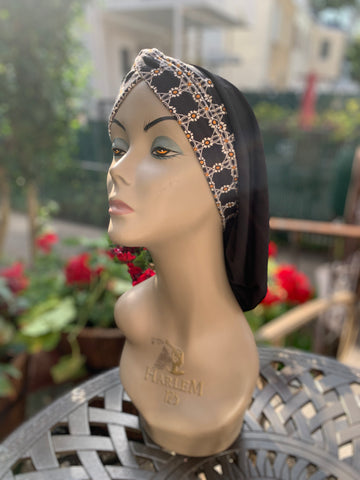 New Snood Turban | Black Hijab | Tichel | Quality Made in USA by UptownGirlHeadwear