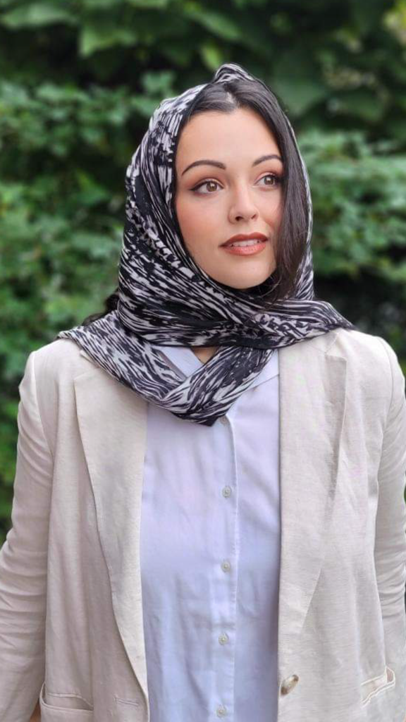 Neck Scarf In Black & White For Women. Hair Wrap. Made in USA