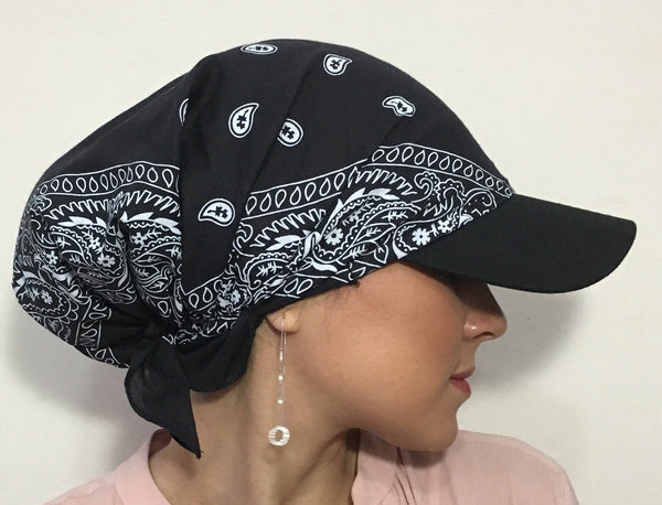 Pre-Tied Sun Visor With Cotton Bandana Back - Uptown Girl Headwear