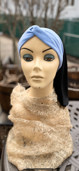 Black Hijab Snood Turban With Blue Front