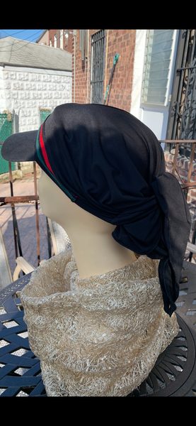 Sun Visor Hair Scarf For Women | Black Hijab | Tichel With Brim | Lightweight Headscarf With Modern Design | Made in USA by Uptown Girl Headwear