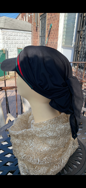 Modern Sun Visor Hair Scarf For Women | Black Hijab | Tichel With Brim | Headscarf With Modern Design | Made in USA by Uptown Girl Headwear