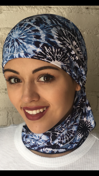 Essential Hat Scrub Cap For Doctor Nurse No Fuss Easy Slip On Style Pre Tied Fitted Tie Dye Head Scarf - Uptown Girl Headwear