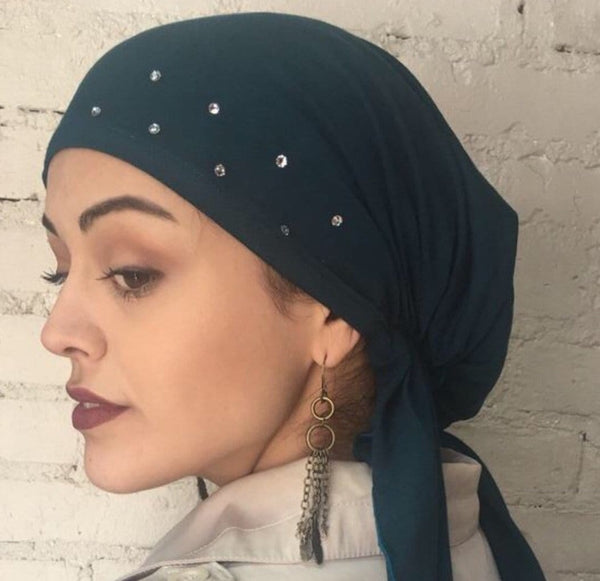 Teal Head Scarf Tichel Hijab To Cover Your Hair - Uptown Girl Headwear