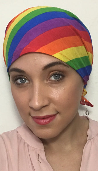 Doctors Hat LGBT Gay Pride Rainbow New Easy Tie Back Scrub Cap Pre Tied Elasticized Doctors Bandana Head Scarf Hair Wrap - Uptown Girl Headwear