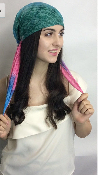 Tie Back Scrub Cap Cotton Candy Colorful Pre-Tied Tichel Hair Wrap Lightweight Hijab Head Scarf - Uptown Girl Headwear