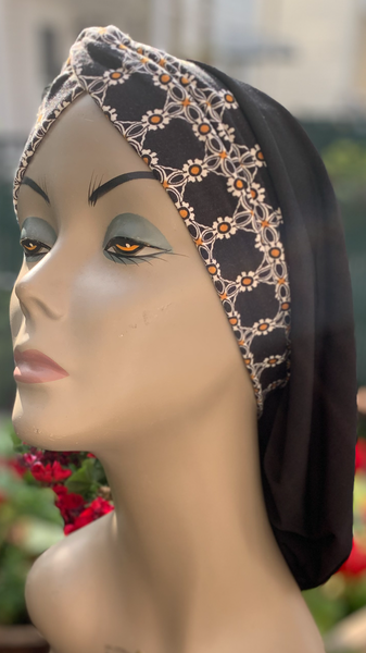 New Snood Turban | Black Hijab | Tichel | Quality Made in USA by UptownGirlHeadwear
