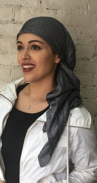 Sparkly Scarf In Metallic Shimmer. Pre Tied Fashion Headscarf Sparkling Tichel Modern Hijab For Women - Uptown Girl Headwear