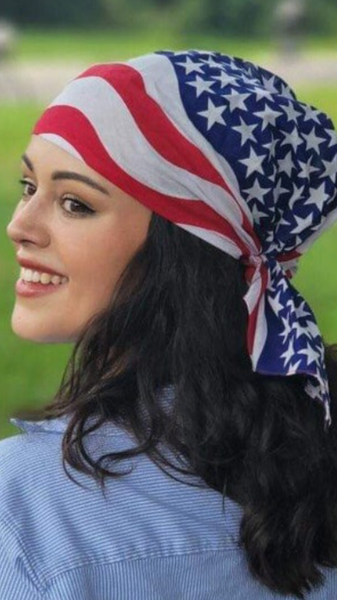 America Stars and Stripes Patriotic American Flag Bandana | Pre Tied Fitted Hair Scarf For Men and Women