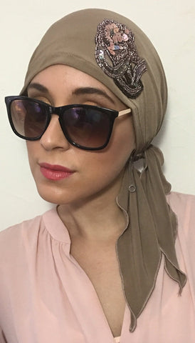 Tan Sensation Chic and Rich Hijab Tichel Hair Wrap - Uptown Girl Headwear