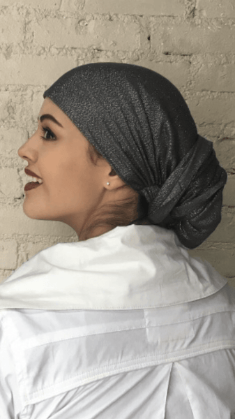 Sparkly Scarf In Metallic Shimmer. Pre Tied Fashion Headscarf Sparkling Tichel Modern Hijab For Women - Uptown Girl Headwear