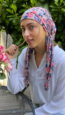 Floral Headscarf Tie Back Hat Pre Tied Bandana Hijab Tichel Hair Wrap