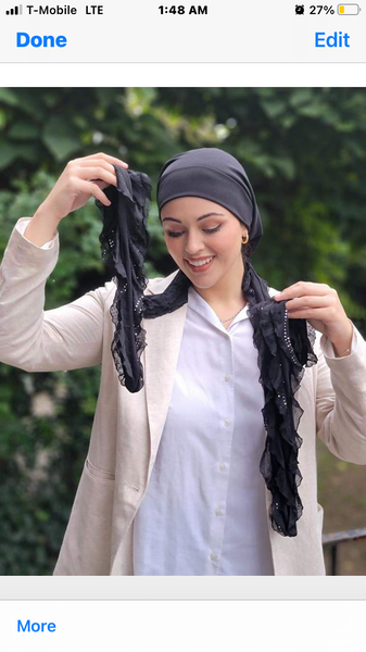 Stunning Black silver wrap around snood turban