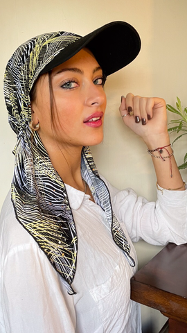 Sun Hat For Sun Shade | Visor With Attached Scarf | Made in USA