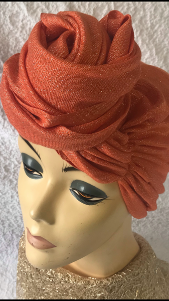 Conceal Hair New Slip On Style Metallic Shimmer Pre Tied Head Wrap Tichel Modern Hijab Gypsy Scarf - Uptown Girl Headwear
