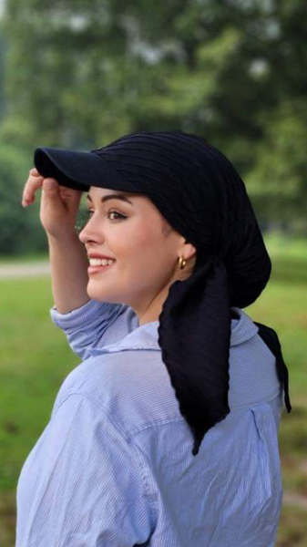 Baseball Cap Scarf | Dark Navy Blue Sun Visor Scarf Tichel Hijab For Women. Made in USA