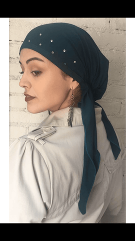 Teal Head Scarf Tichel Hijab To Cover Your Hair - Uptown Girl Headwear