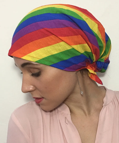 Doctors Hat LGBT Gay Pride Rainbow New Easy Tie Back Scrub Cap Pre Tied Elasticized Doctors Bandana Head Scarf Hair Wrap - Uptown Girl Headwear