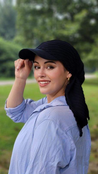 Baseball Cap Scarf | Dark Navy Blue Sun Visor Scarf Tichel Hijab For Women. Made in USA