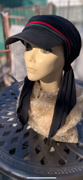 Sun Visor Hair Scarf For Women | Black Hijab | Tichel With Brim | Lightweight Headscarf With Modern Design | Made in USA by Uptown Girl Headwear