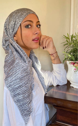 silver color pre tied hair scarf for Women