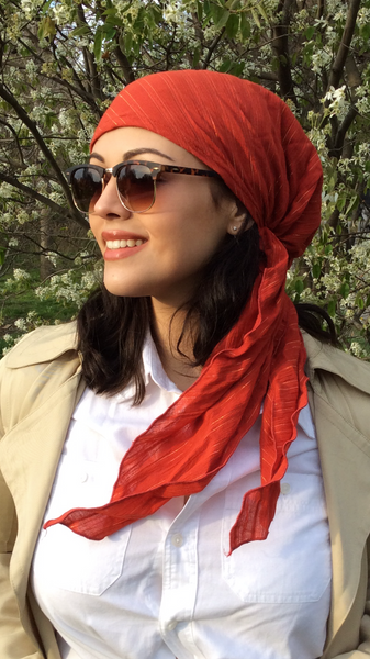 Orange Head Scarf. Quality Turban Tichel Hijab For Women. Made in USA