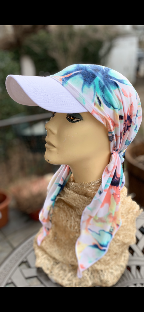 Boat Safe Design | Tennis Hat | Floral Scarf Visor | Made in USA by Uptown Girl Headwear