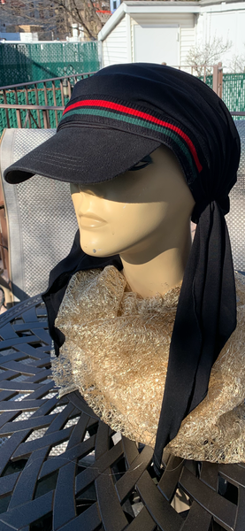 Sun Visor Hair Scarf For Women | Black Hijab | Tichel With Brim | Lightweight Headscarf With Modern Design | Made in USA by Uptown Girl Headwear