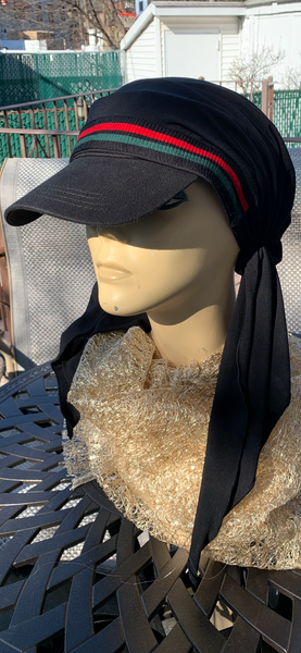 Modern Sun Visor Hair Scarf For Women | Black Hijab | Tichel With Brim | Headscarf With Modern Design | Made in USA by Uptown Girl Headwear