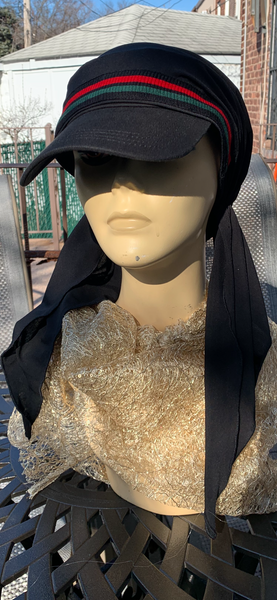 Sun Visor Hair Scarf For Women | Black Hijab | Tichel With Brim | Lightweight Headscarf With Modern Design | Made in USA by Uptown Girl Headwear