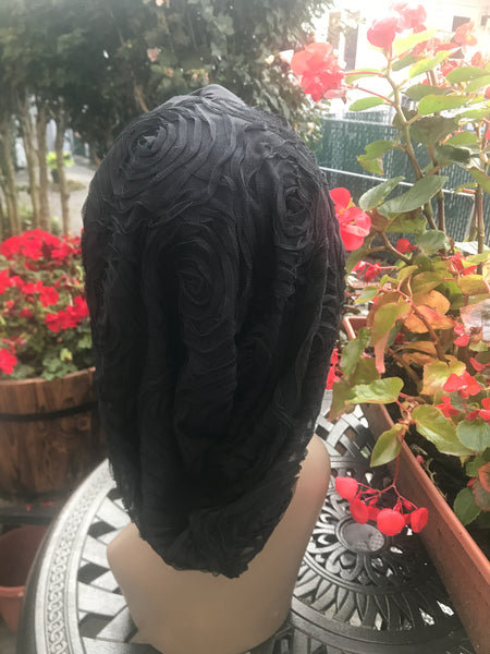 Black Snood | Lace Snood | Black Turban Hijab Scarf For Women | Uptown Girl Headwear Made in USA