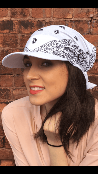 Pre-Tied Sun Visor With Cotton Bandana Back - Uptown Girl Headwear