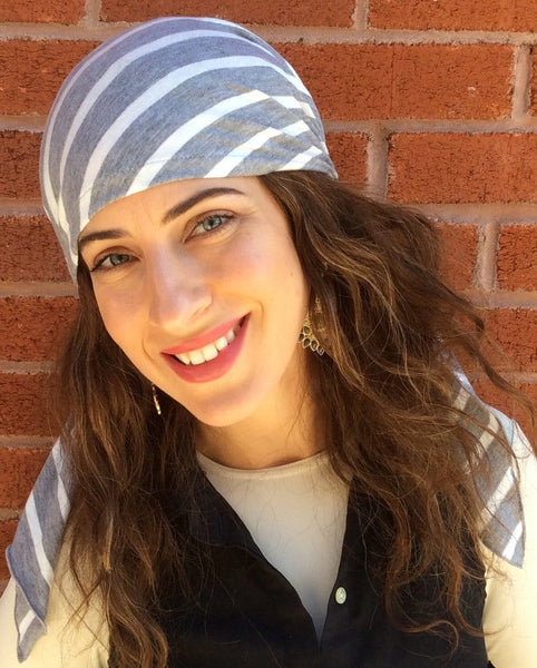 Valentines Day Gift Striped Jersey Knit Pre-Tied Headscarf - Uptown Girl Headwear